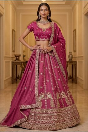 Silk Pink Lehenga Choli in Lace LC9030