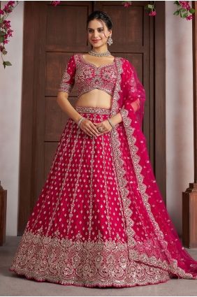 Silk Hand Pink Lehenga Choli with Dupatta LC9102