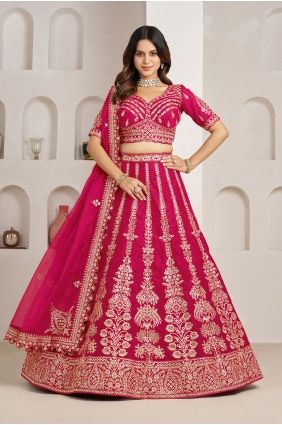 Pink Silk Lehenga Choli with Hand Embroidery LC9105
