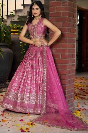 Pink Weaving Silk Lehenga Choli LC8530