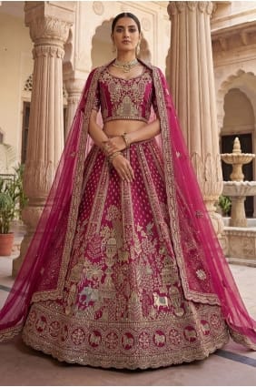 Silk Pink Lehenga Choli in Thread LC9009