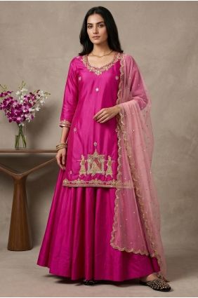 Pink Lehenga Suit in Sequins Silk LS096