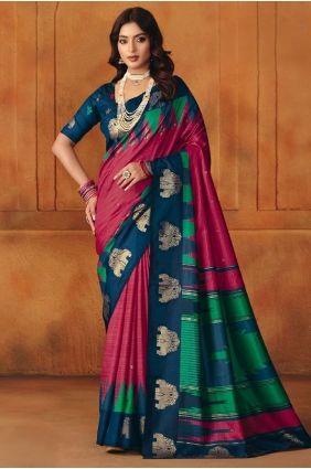 Printed Manipuri Pink Saree with Blouse SR29742