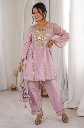 Mirror Organza Palazzo Suit in Pink with Dupatta PZ4427