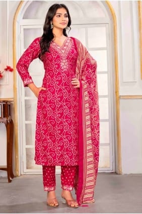 Printed Rayon Pink Salwar Kameez with Dupatta SK156141