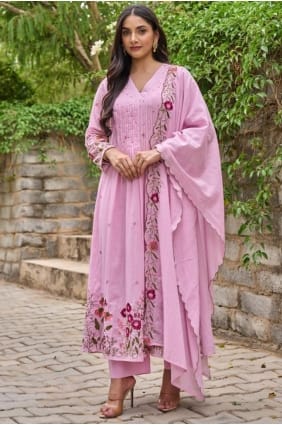 Chanderi silk Pink Eid Salwar Kameez in Embroidered SK156022