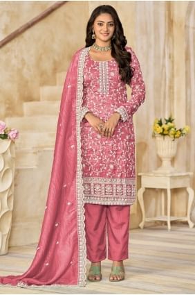 Pink Organza Salwar Kameez with Embroidered SK155730