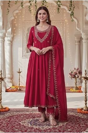 Pink Salwar Kameez with Sequins Silk AS4271