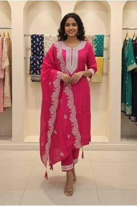 Pink Salwar Kameez in Silk with Embroidered SK156131