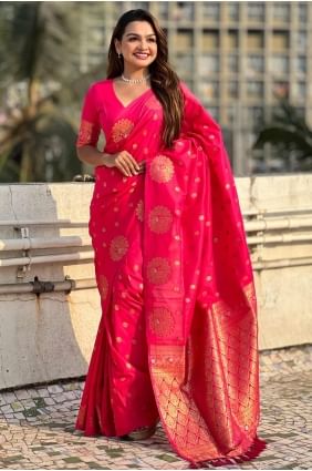 Pink Saree in Silk with Weaving SR28267