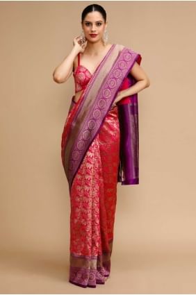 Pink Weaving Silk Saree SR28738