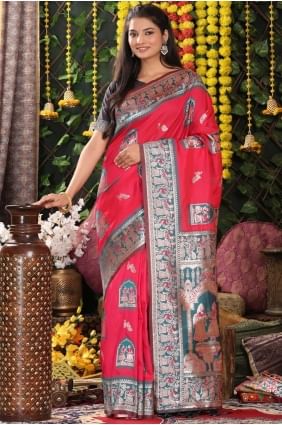 Silk Saree in Pink with Weaving SR28889