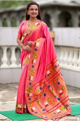 Silk Saree in Pink with Weaving SR29142