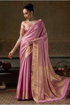 Pink Zari,weaving Silk Saree SR30348