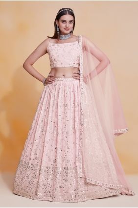 Georgette Lehenga Choli with Sequins in Pink LC9133