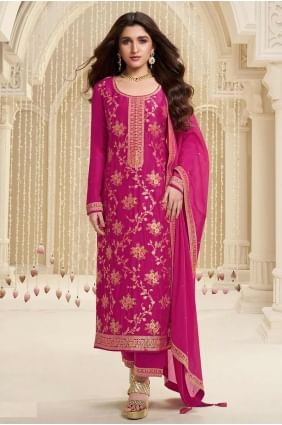 Pink Embroidered Eid Salwar Kameez in Viscose SK155143