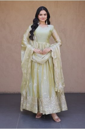 Silk Silk Gown Dress with Embroidered GW1339