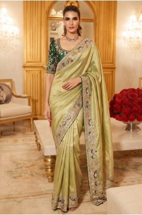 Pista Saree in Sequins,embroidered Silk SR30303