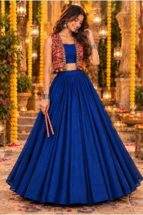Blue Plain Georgette Lehenga Choli LC9293