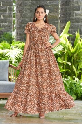 Multicolor Gown Dress in Printed Poly cotton GW1327
