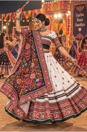 Chinon chiffon Lehenga Choli with Printed in White LC9279