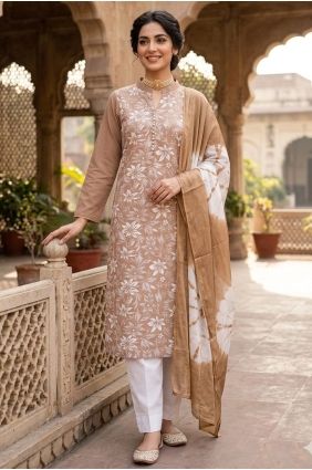 Salwar Kameez in Mouve Cotton with Printed SK15891