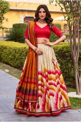 Multicolor Lehenga Choli with Printed Silk LC9025