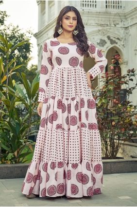 Poly cotton Multicolor Gown Dress in Printed GW1304