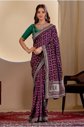 Silk Printed Wine Saree with Blouse SR30176