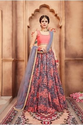 Grey Lehenga Choli in Net with Embroidery lc1775