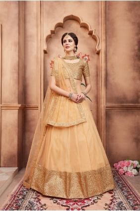 Luring Beige Net Lehenga Choli LC1777