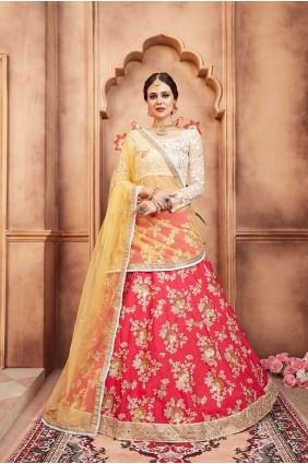 Red Embroidered Lehenga Choli in Art Silk lc1779
