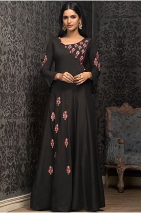 Black Cotton Gown GW0024