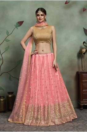 Grey Embroidered Lehenga Choli in Net lc1993