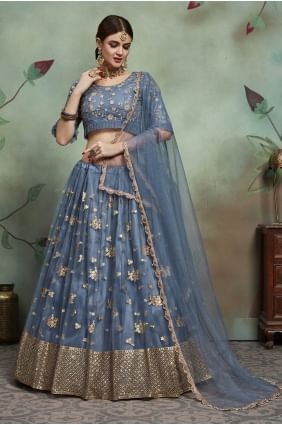 Steel blue Soft net Lehenga Choli LC1997