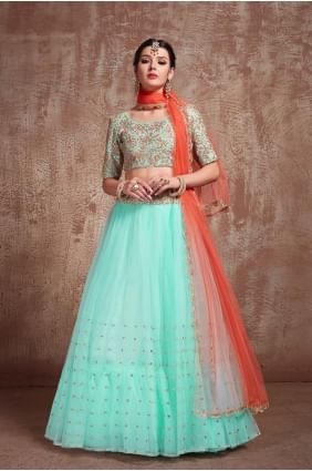 Cream Lehenga Choli with Embroidery Art Silk lc2002