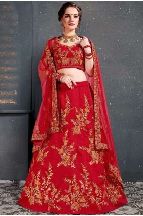 Gorgeous Red Silk Lehenga Choli lc2436