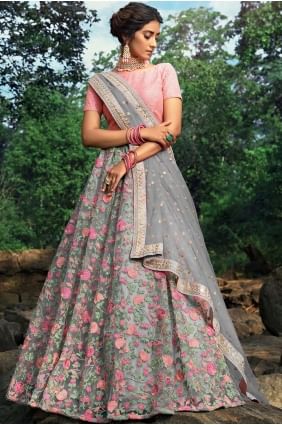 Grey Lehenga Choli with Embroidery lc2813