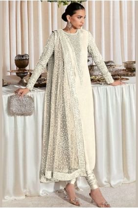 Embroidered Anarkali Suit in Yellow Georgette AS3645