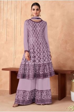 Georgette Palazzo Suit in Lavender  with Embroidered PZ3646