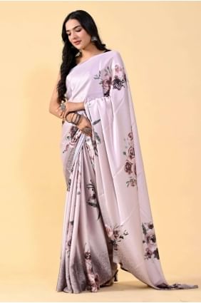 Silk Rose gold  Saree in Digital print SR24862
