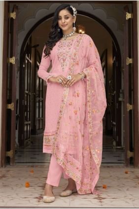 Pink Embroidered Georgette Salwar Kameez SK153416
