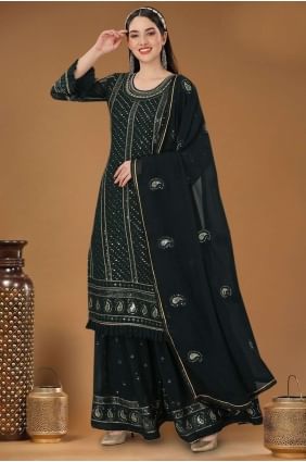 Lehenga Suit in Teal green Georgette with Embroidered LS051