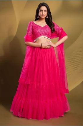 Party Lehenga Choli in Pink Soft net with Thread LC7050