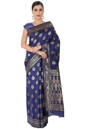 Silk in Navy blue Saree with Weaving SR24961