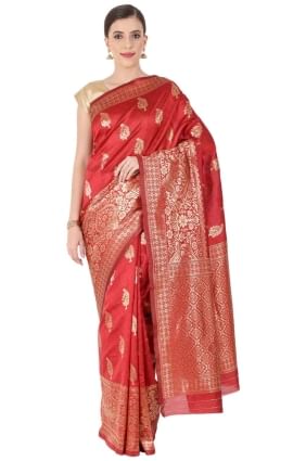 Silk Saree Red  with Weaving SR24966