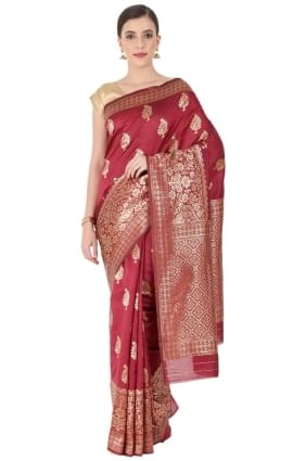 Silk Saree in Maroon with Weaving SR24967