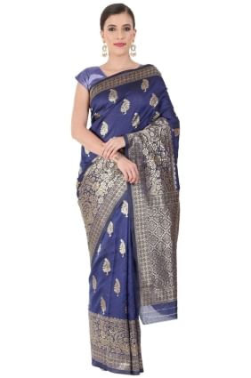 Saree in Weaving Navy blue Silk SR24968