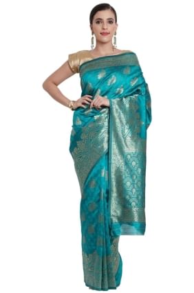 Turquoise  Saree in Silk with Weaving SR24970