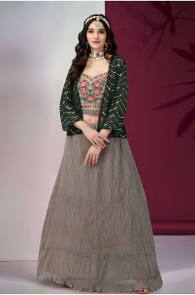Georgette Wedding Lehenga Choli in Grey with Embroidered LC7103